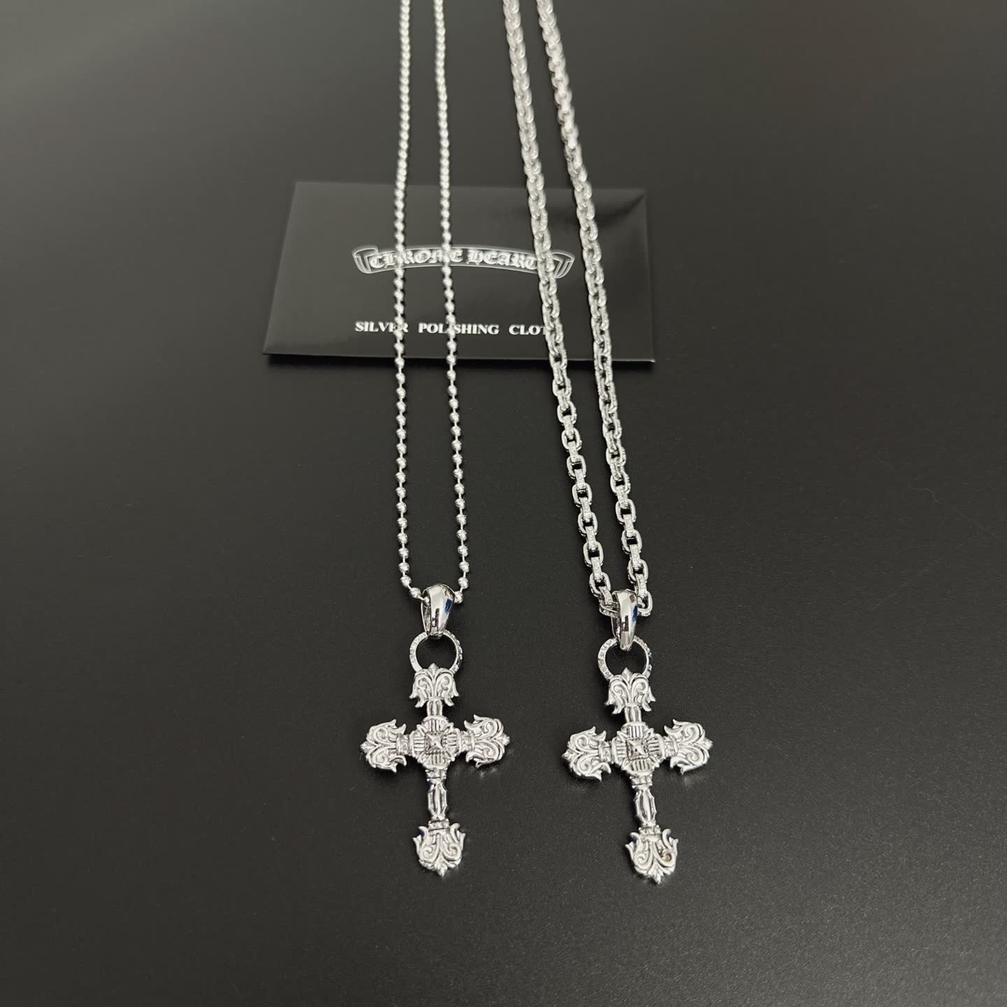 Chrome Hearts Silver Cross Pendant Necklace